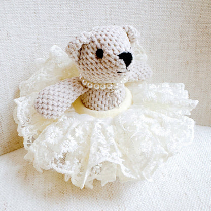 Tutu Scrunch Ballerina Bear Bag Charm: Cream Tutu