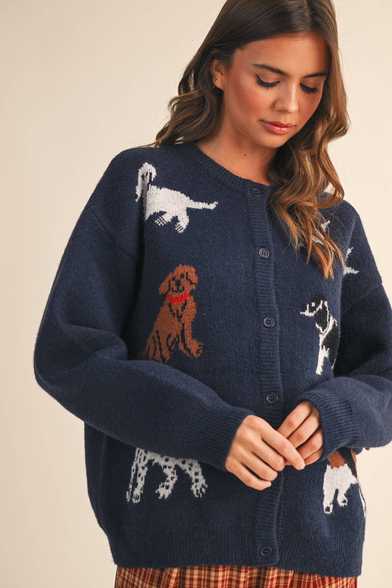 DOG KNIT SWEATER CARDIGAN: Red