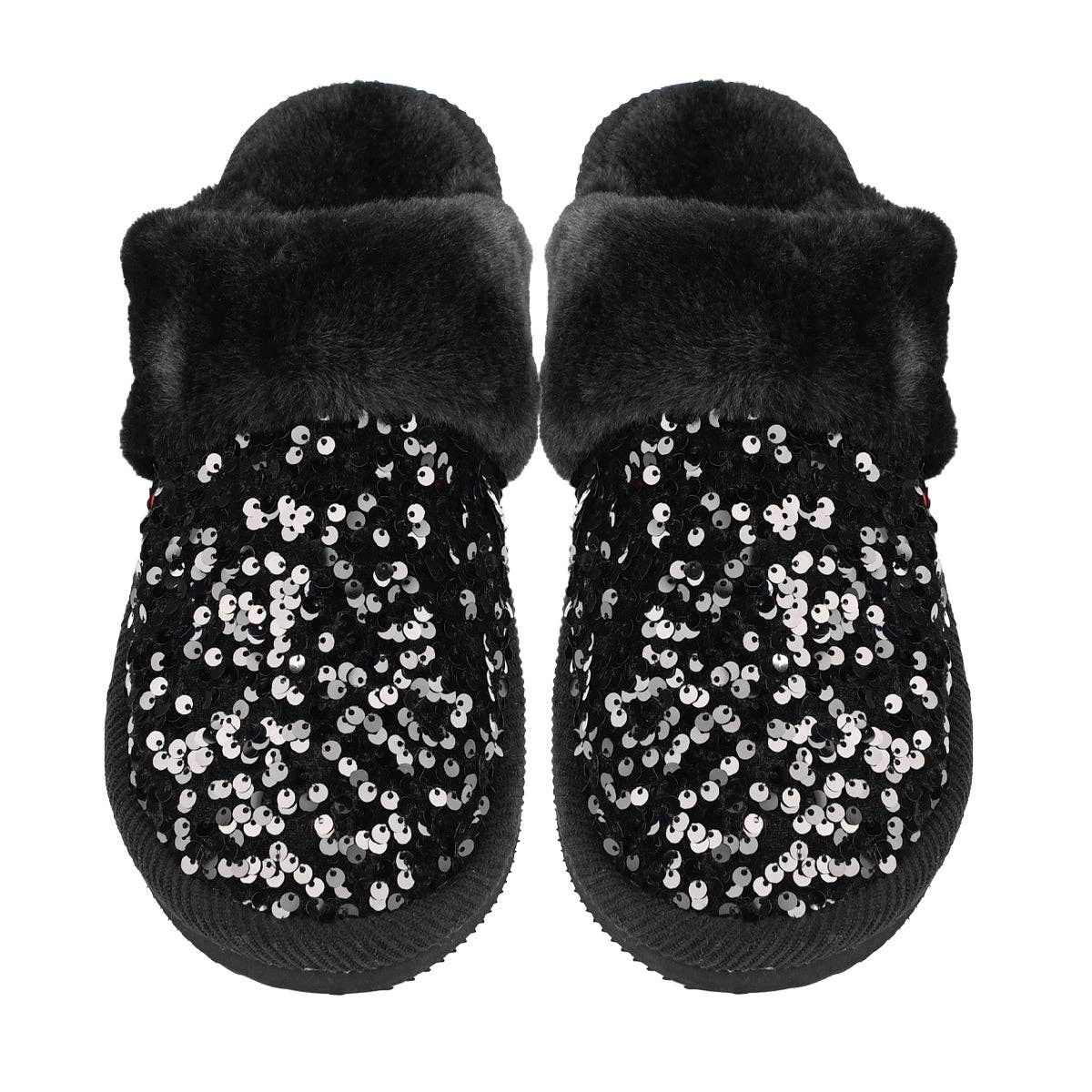 Sequin Faux Fur C.C Slippers SPE0012: White / SM/MD