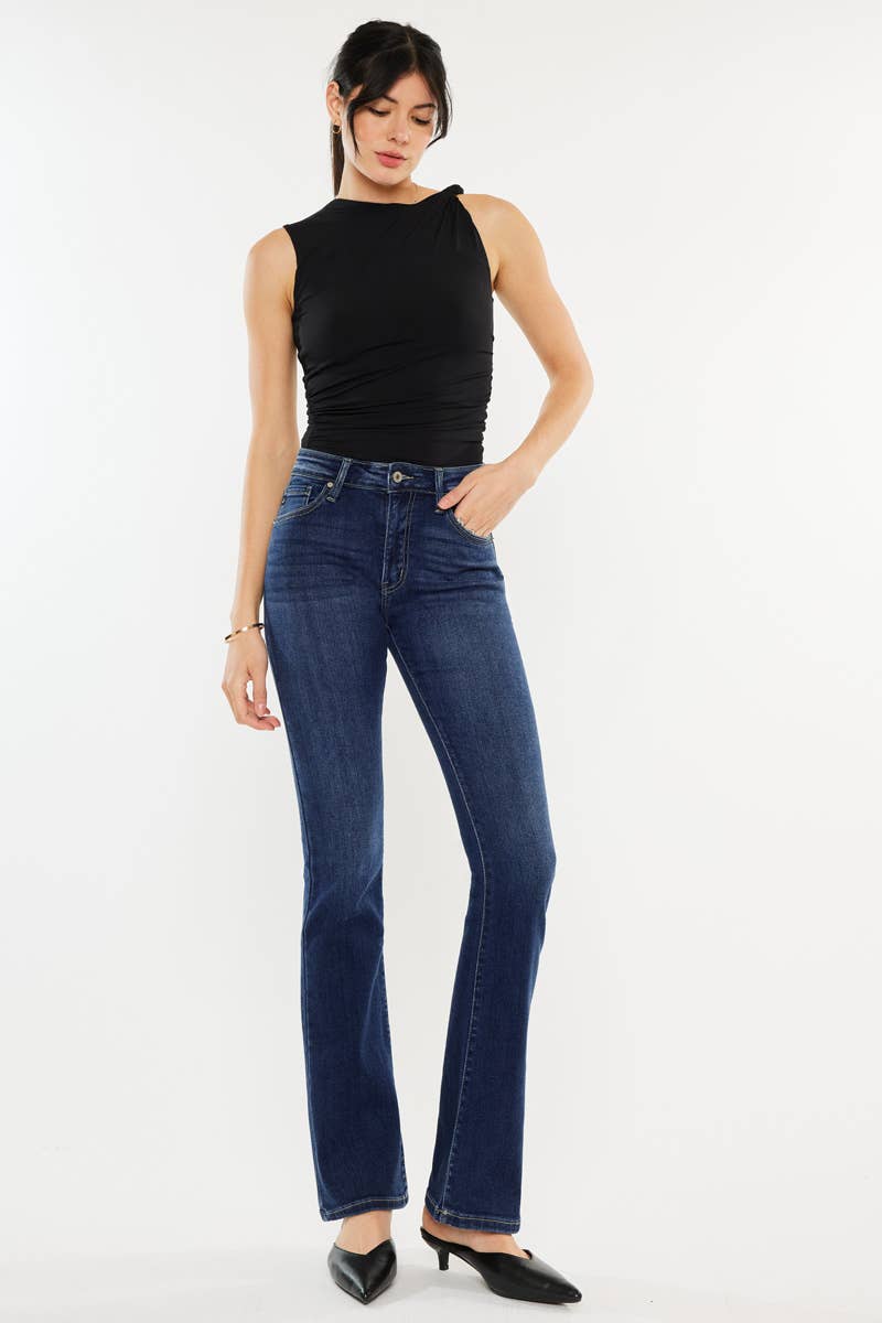 OPEN PACK HIGH RISE BOOTCUT JEANS-KC20004D: DARK / 0/23