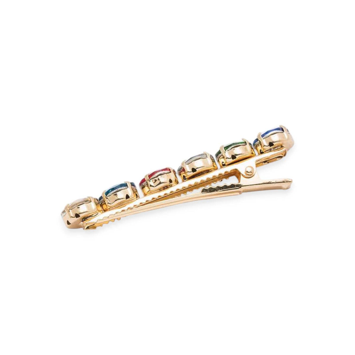 Round Crystal Alligator Hair Clip: Rhodium/AB