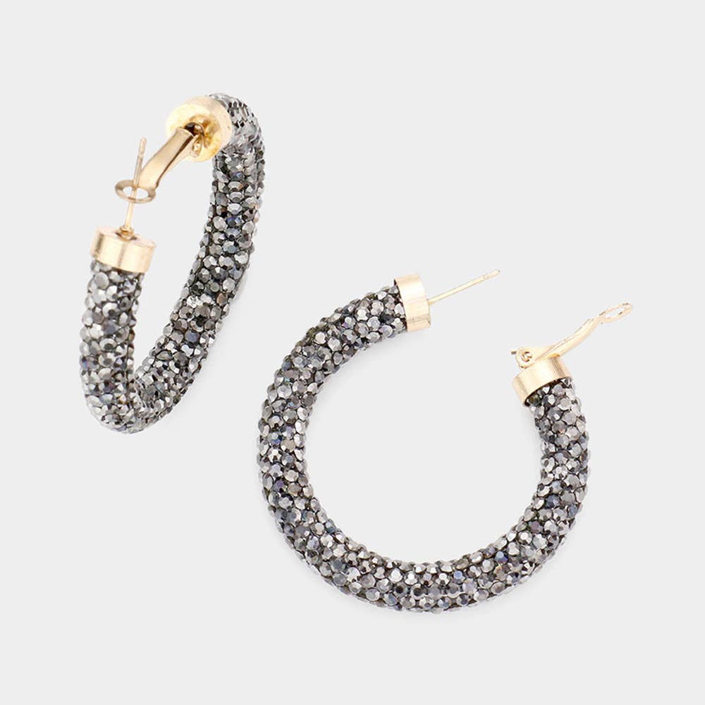 Rhinestone Pave Hoop Earrings
: Blmt