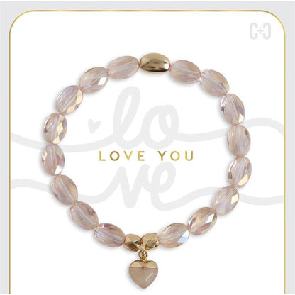 Love You Heart Charm Stretch Bracelet - Valentine&