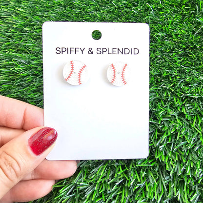 Glitter Baseball Studs // Game Day Earrings