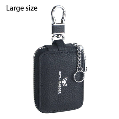 3901 Leather Earphone Pouch with Keychain: Black