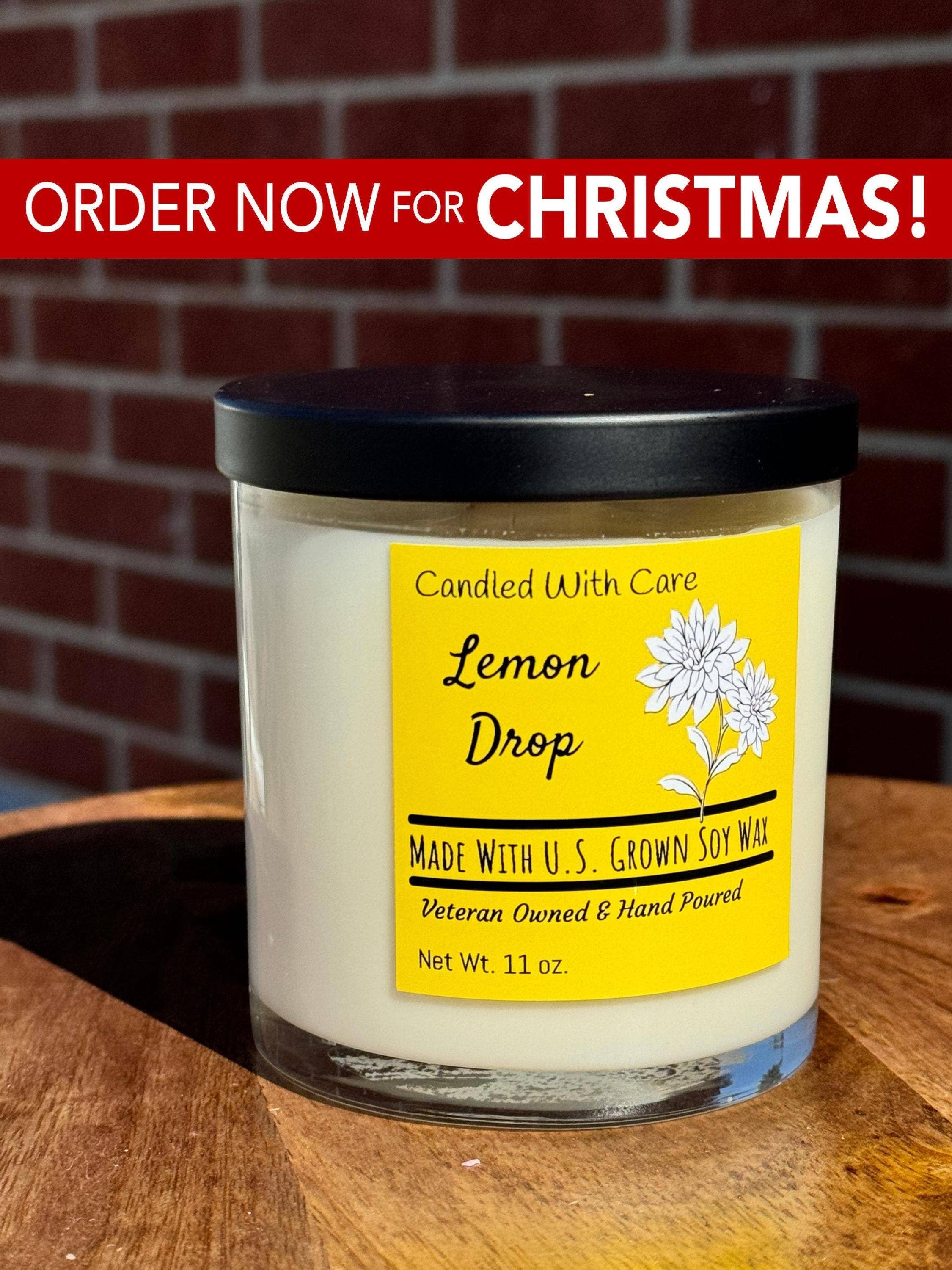 Lemon Drop Natural Soy Wax Candle with Wood Wick: 12 oz.