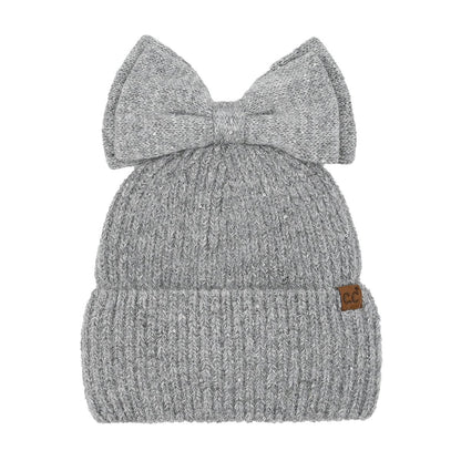 Sequin Bow Messy Bun C.C Beanie MBE0104: Black