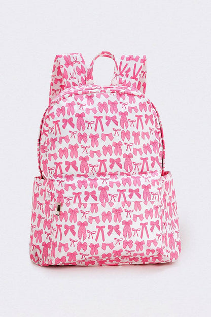 Bow Print Girls Canvas Backpack