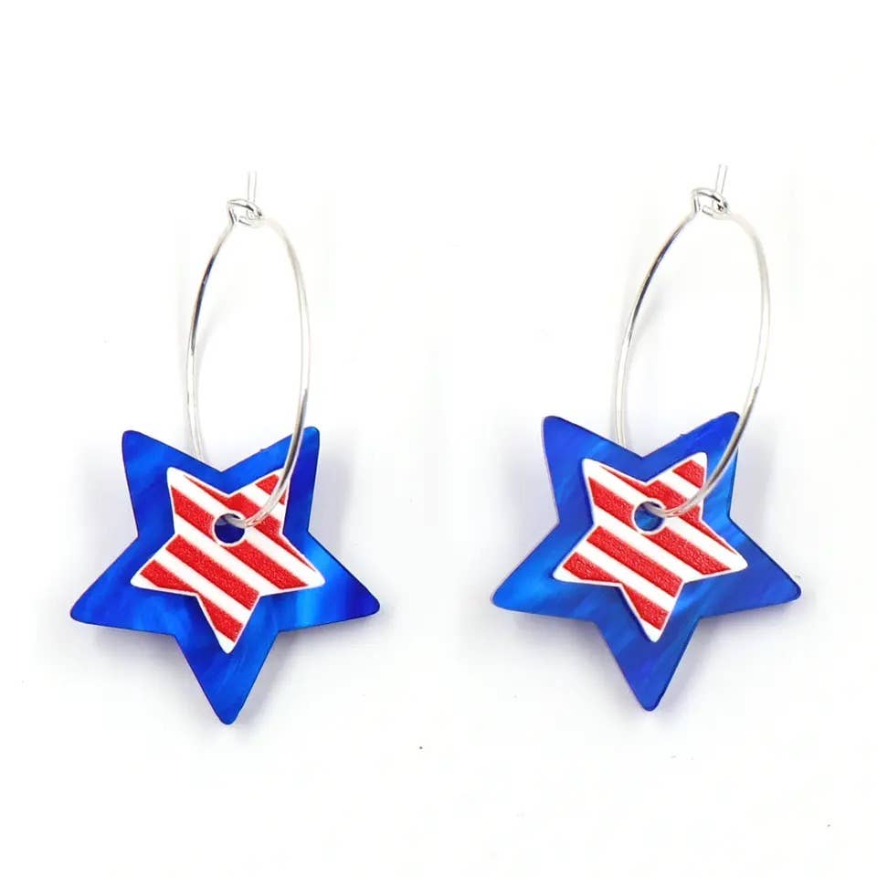 Independence Star Hoop Earring: Red