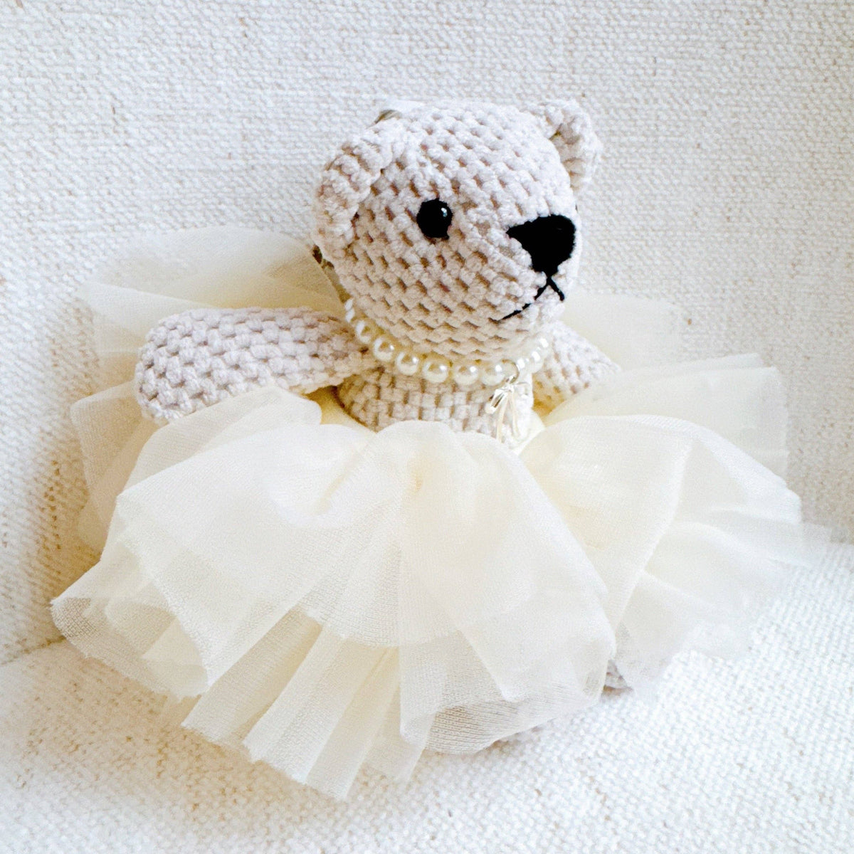 Tutu Scrunch Ballerina Bear Bag Charm: Cream Tutu