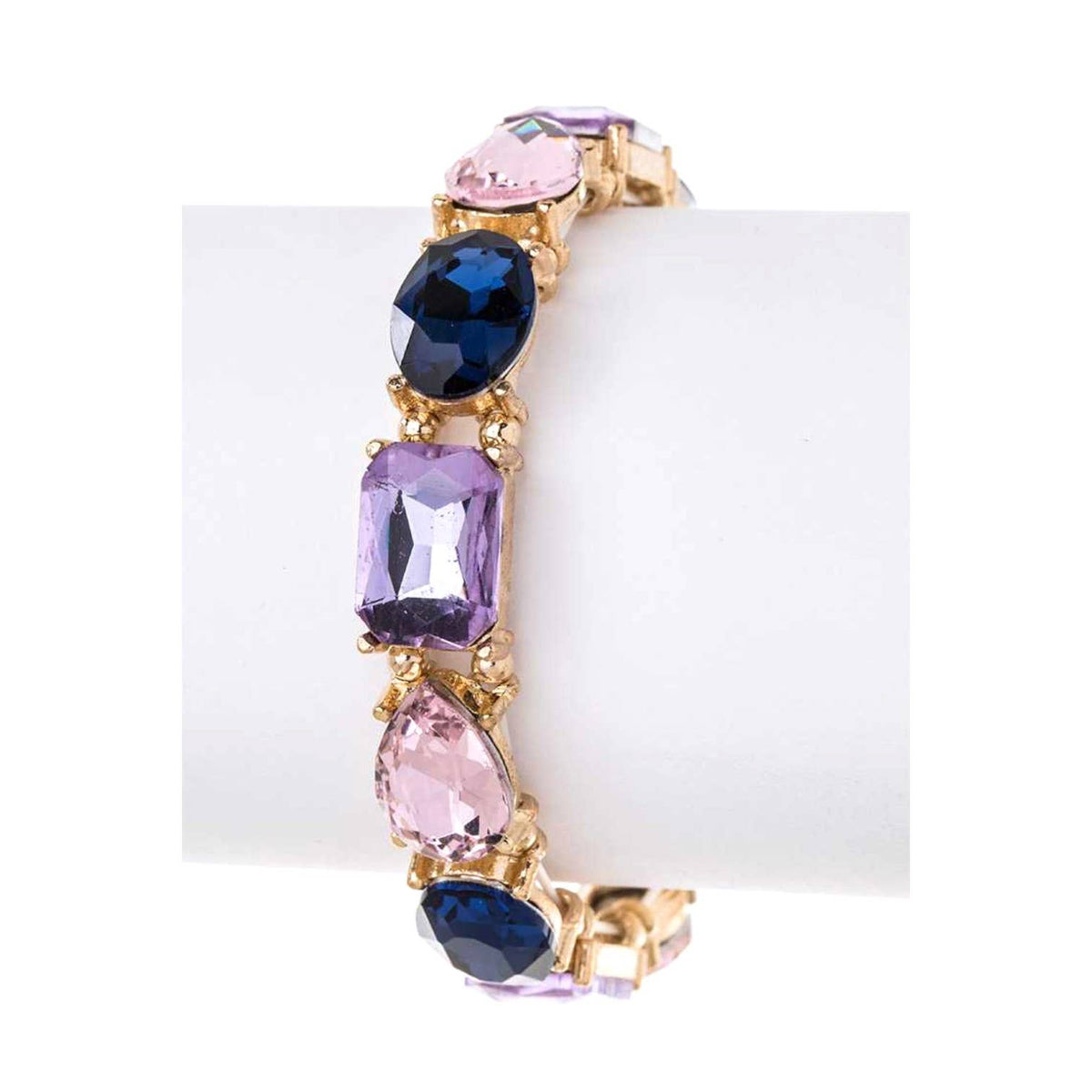 Mix Crystal Stretch Bracelet: Gold/Multi