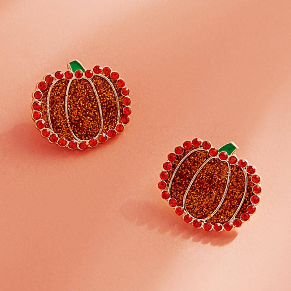 Glitter Pumpkin Stud Earrings