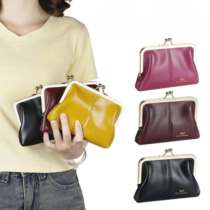 4120 Leather RFID Kiss-Lock Wallet: Black