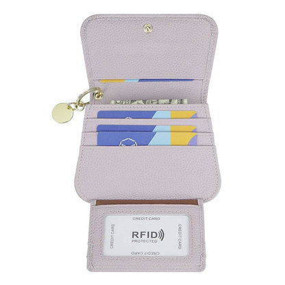 Genuine Leather RFID Keychain Wallet: Orange