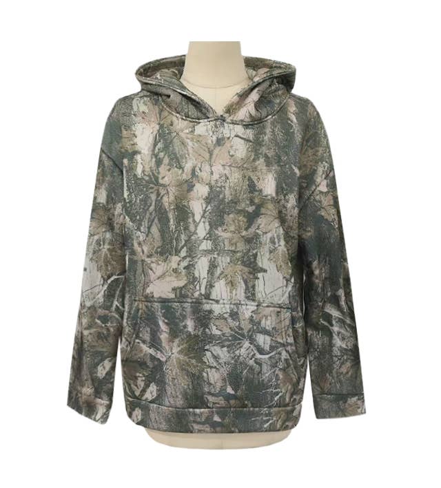 Maple Leaf Print Camouflage Essential Hoodie: NO10 / L