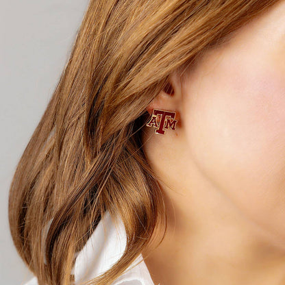 Texas A&amp;M Aggies Enamel Stud Earrings in Maroon