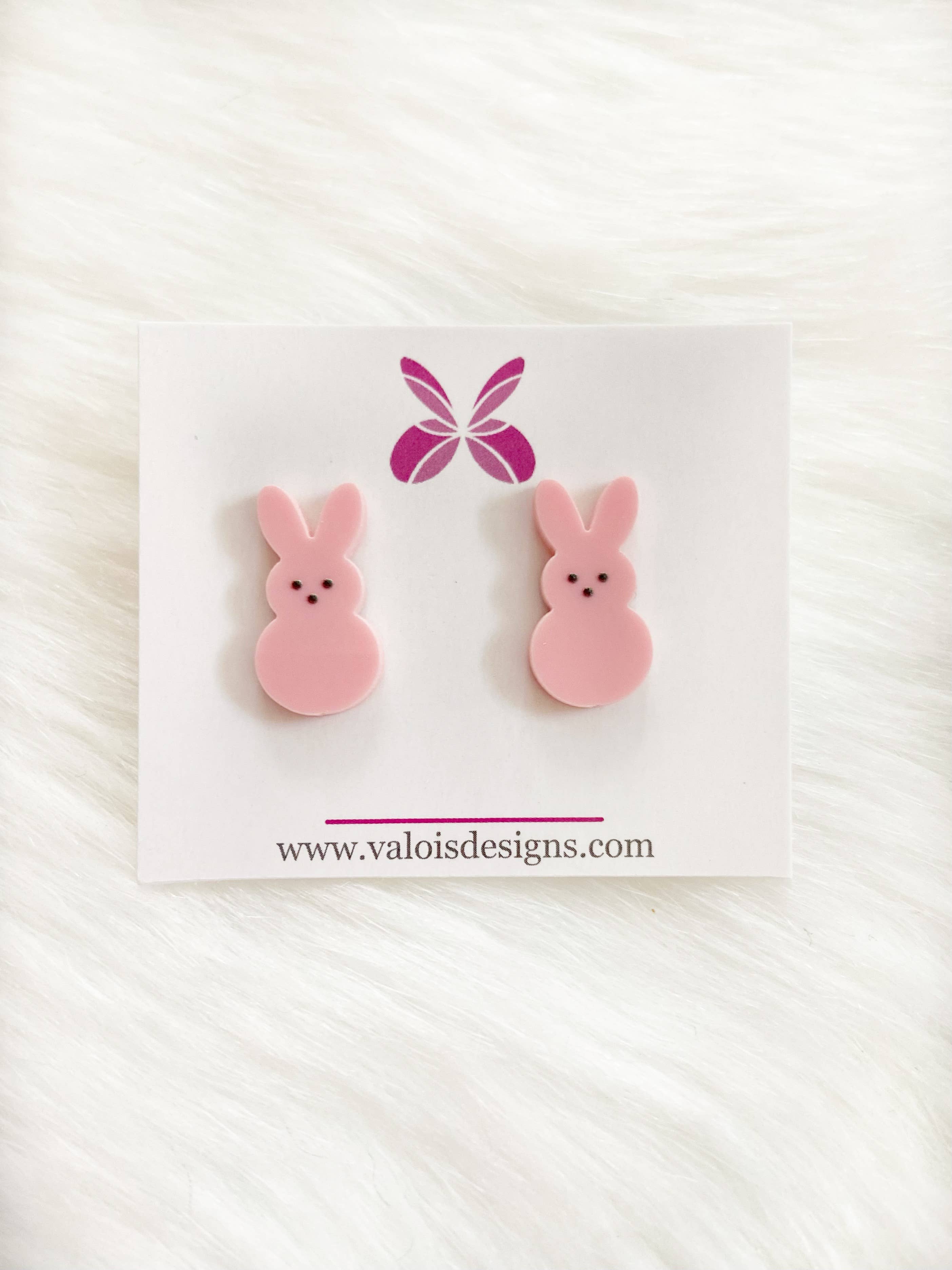Easter Bunny Peep Stud Earrings: Purple