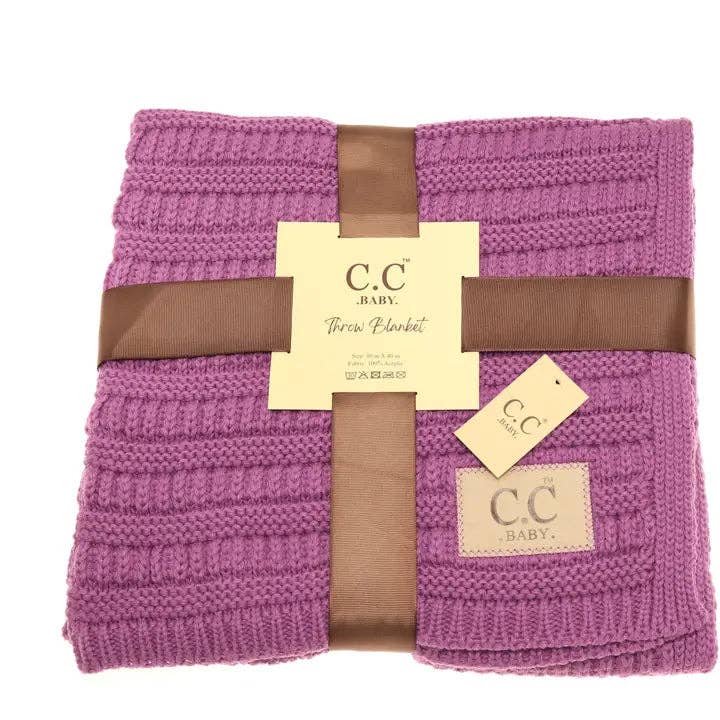 BABY C.C Solid Ribbed Knit Blanket: New Lavender