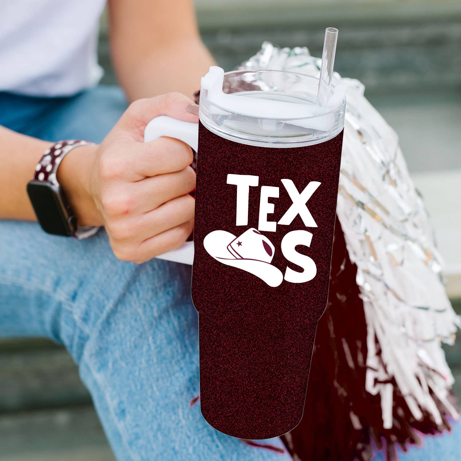 To-Go Tumbler Maroon Glitter