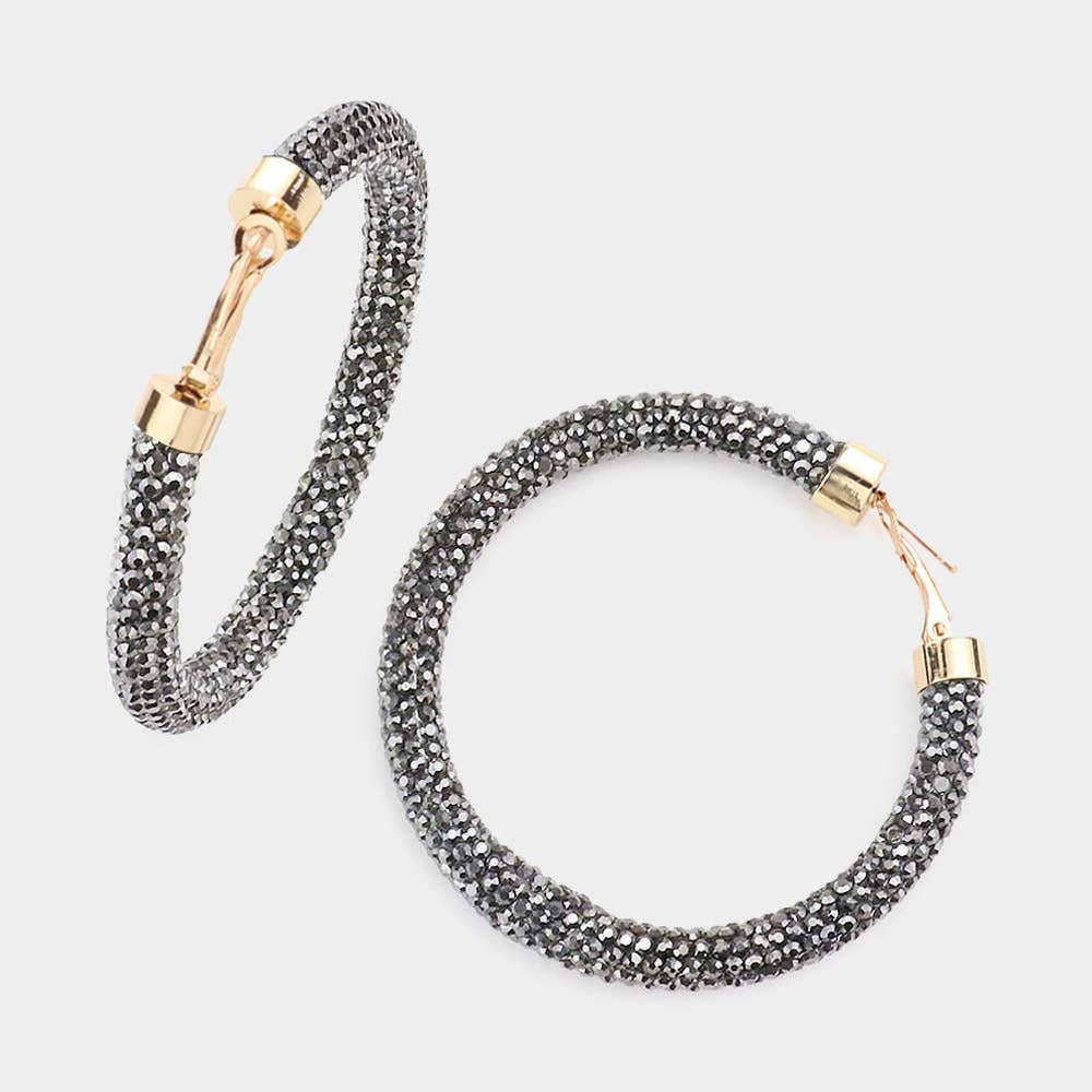 Rhinestone Pave Hoop Earrings
: CL