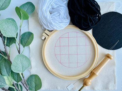 Black &amp; White Checkered Punch Needle Mug Rug Kit