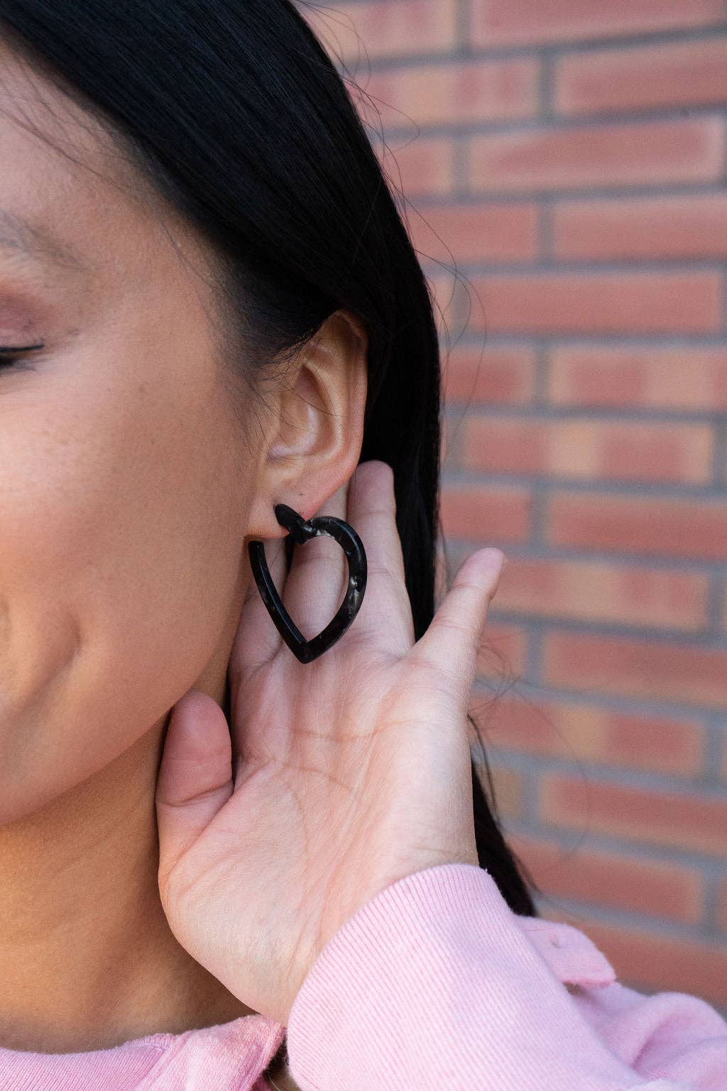 Heart Hoops - Black // Valentine&