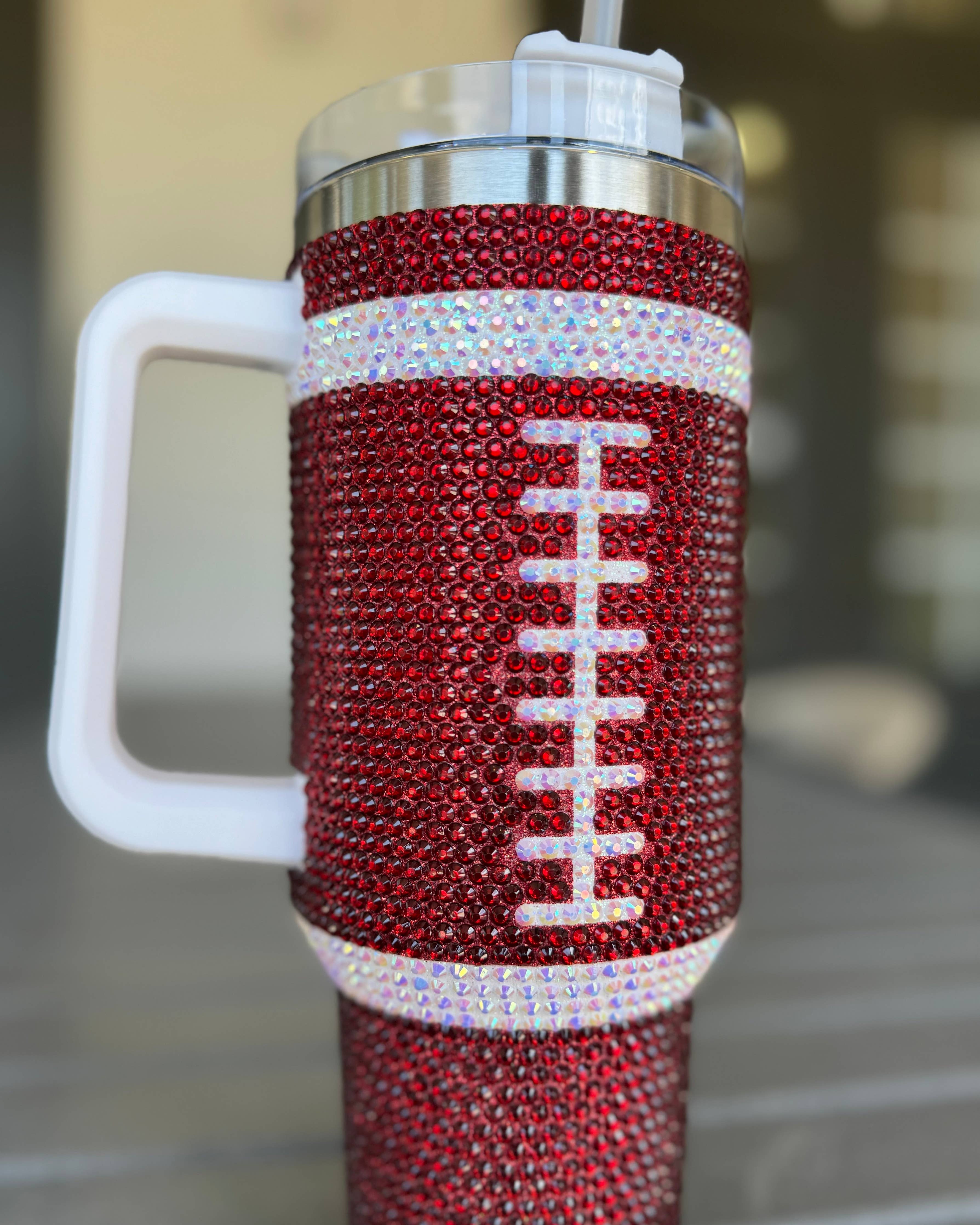 Crystal BURGUNDY/MAROON "Team Spirit" FOOTBALL Tumbler