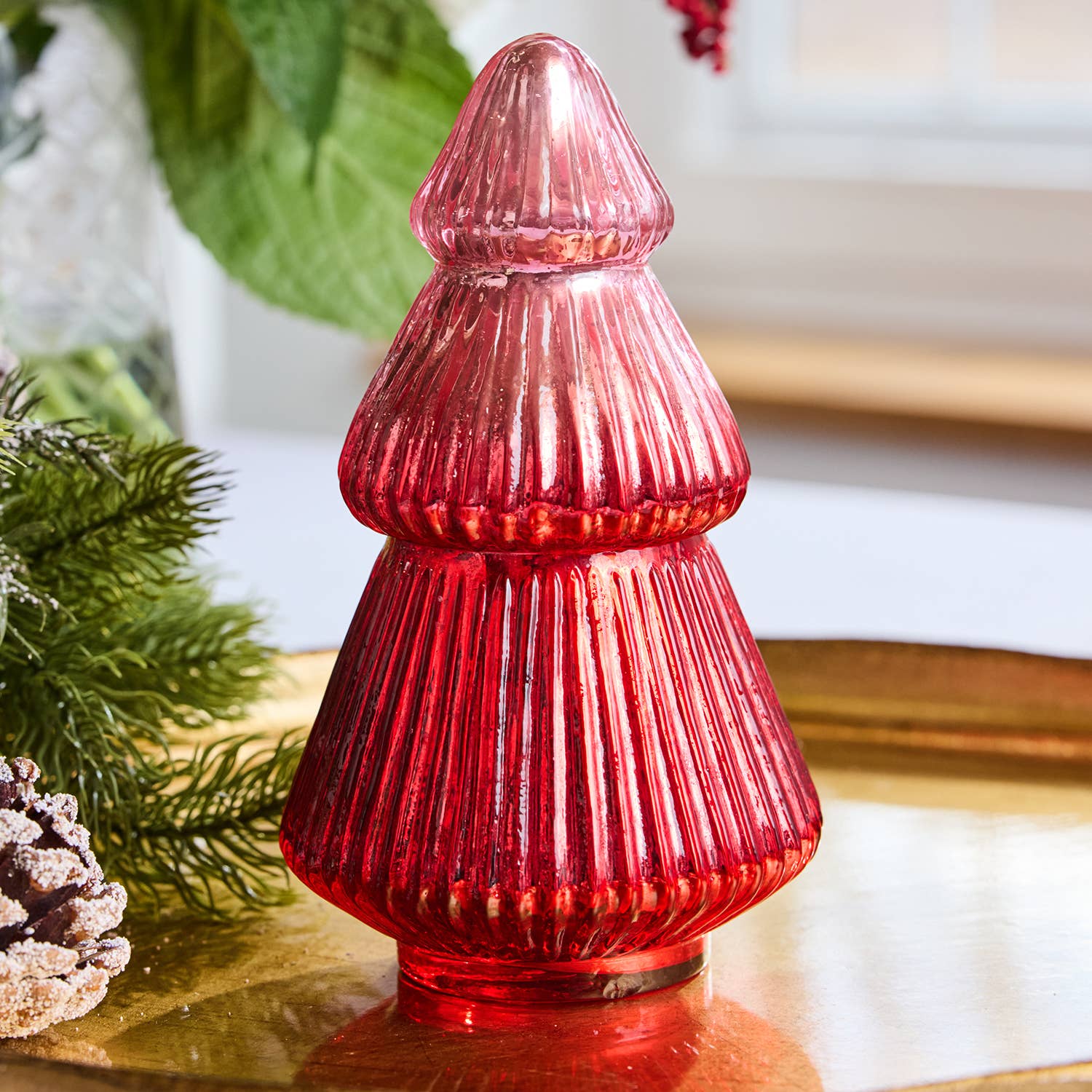 Tree Candle 7" Red Mercury