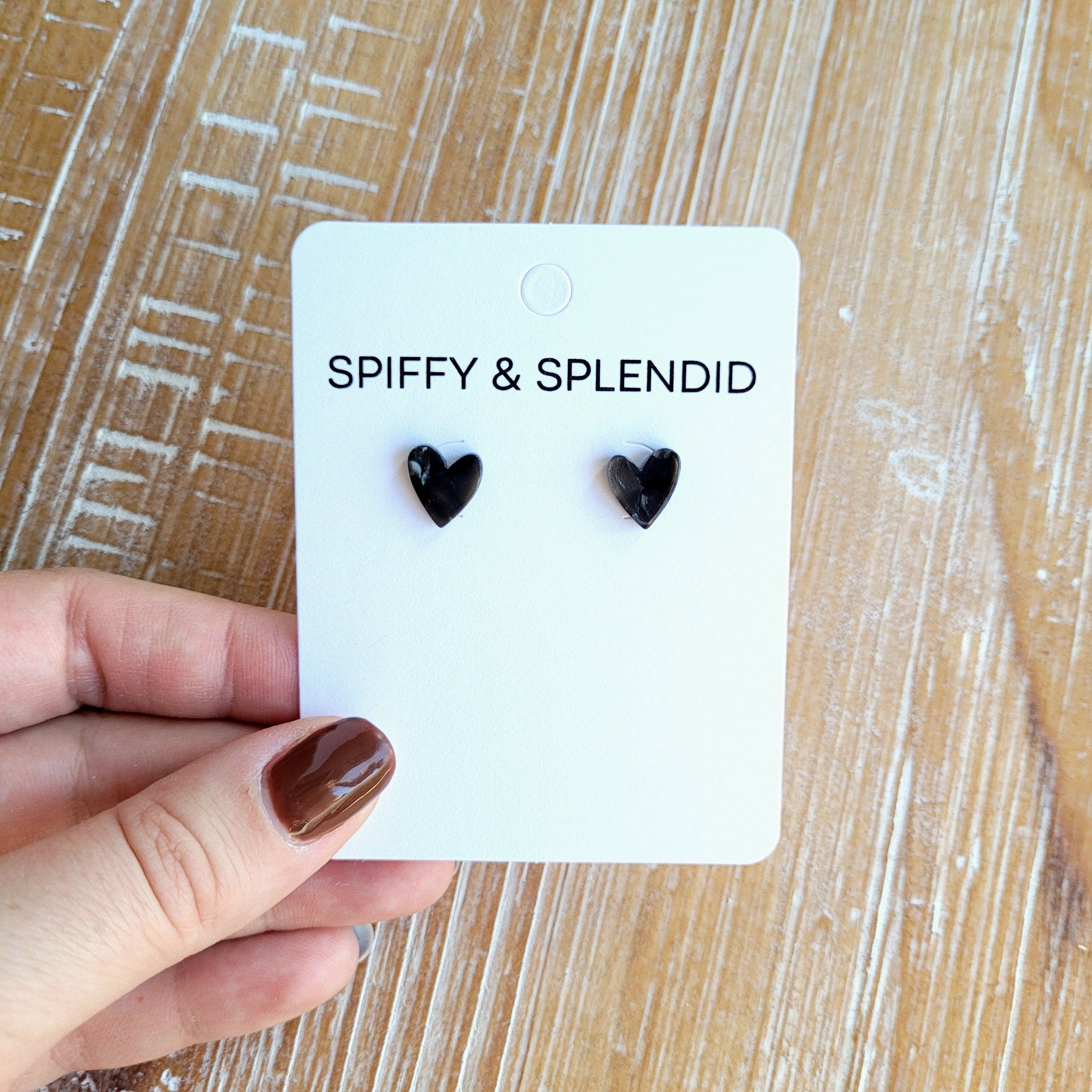 Hand Drawn Heart Studs - Black // Jewelry, Earrings, Gifts, Valentine