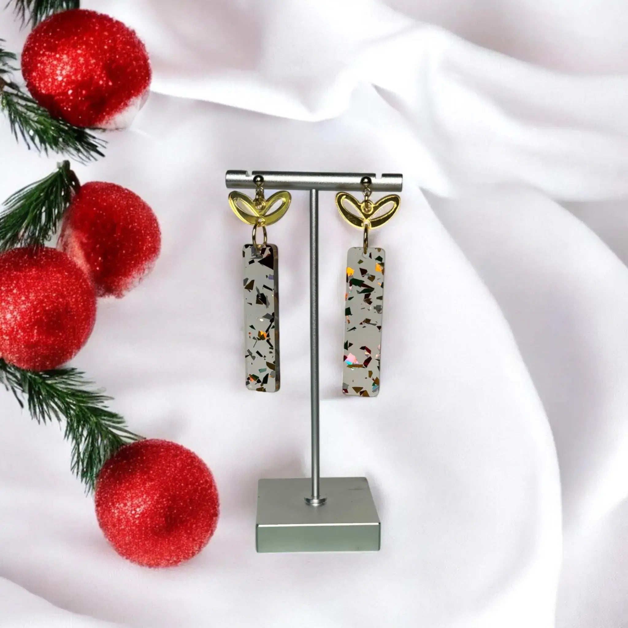 Christmas Present Acrylic Earrings: Square
