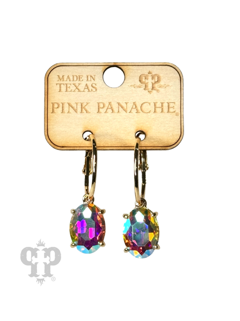 Oval rhinestone earring E103: Black