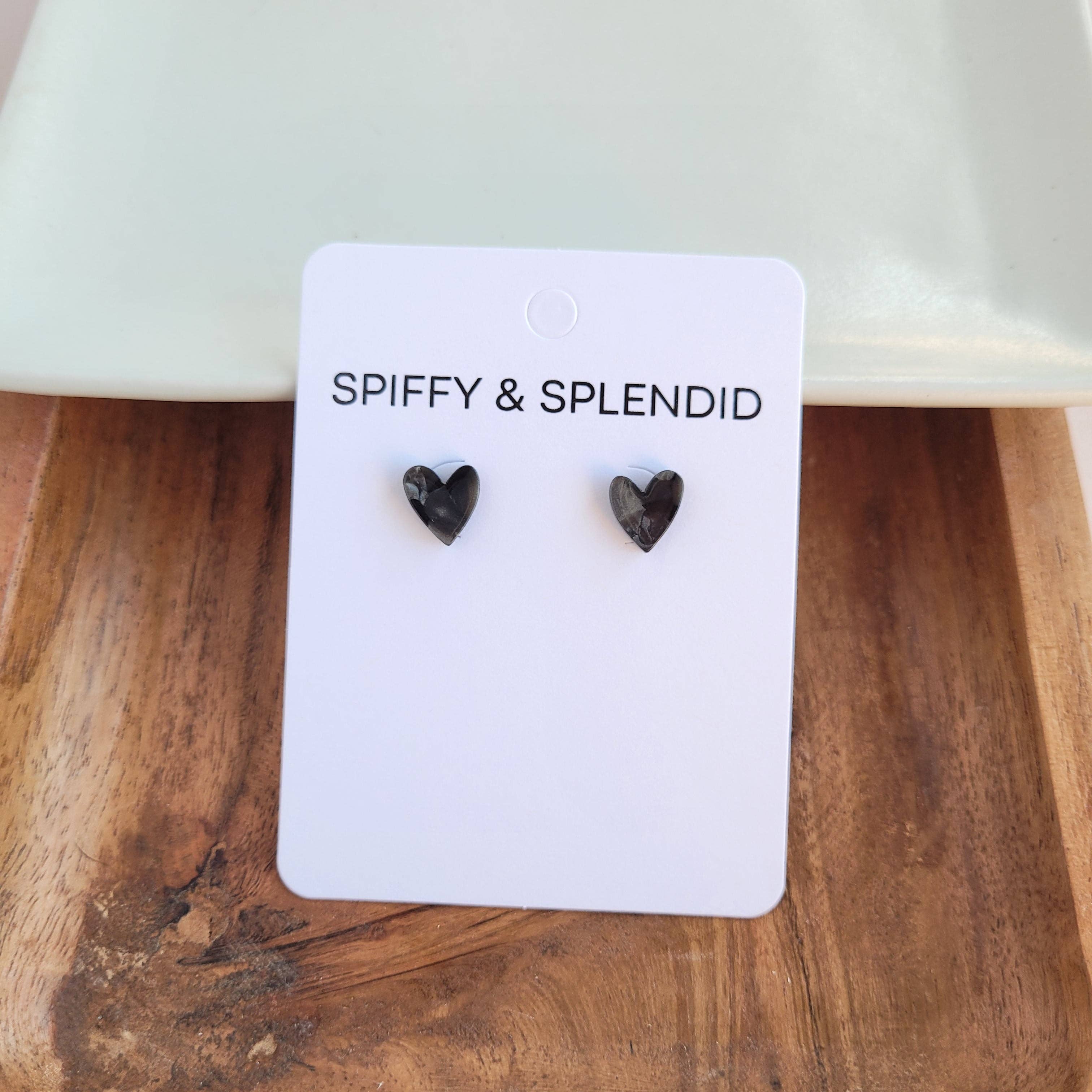 Hand Drawn Heart Studs - Black // Jewelry, Earrings, Gifts, Valentine