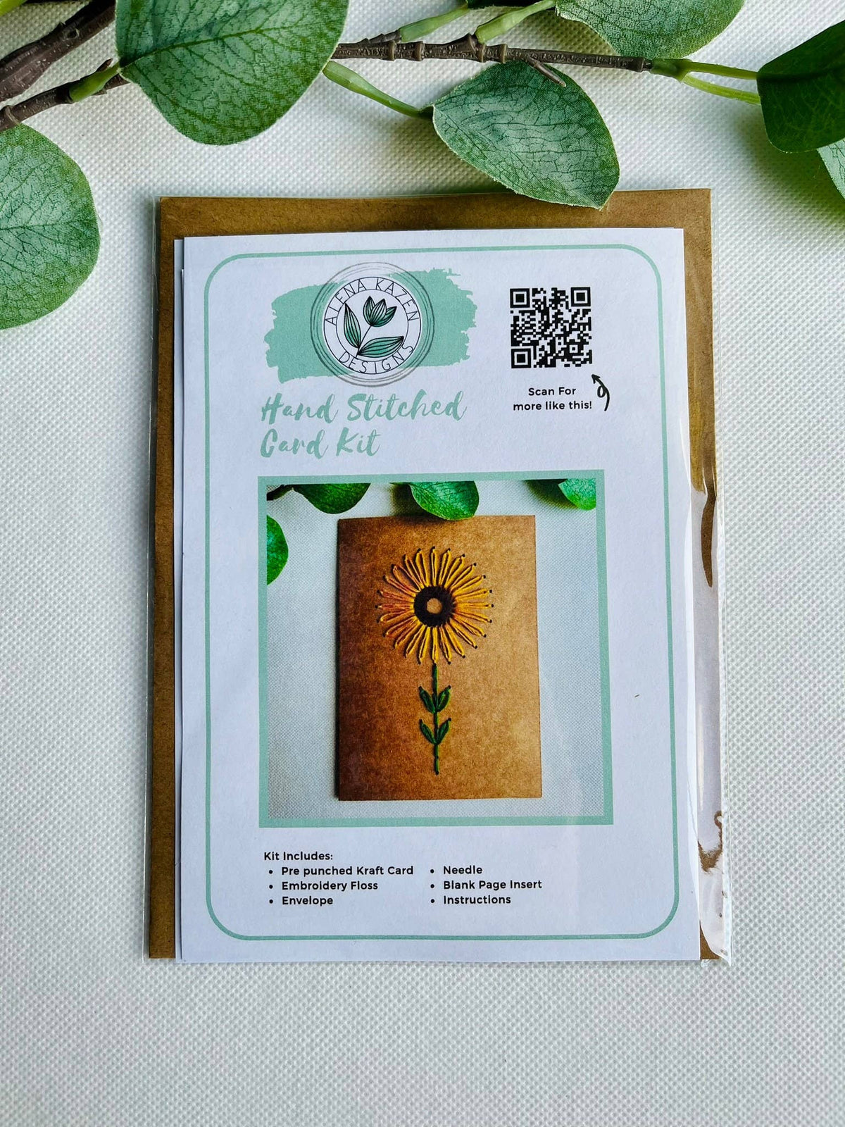 Sunflower DIY Embroidery Greeting Card Kit for Beg