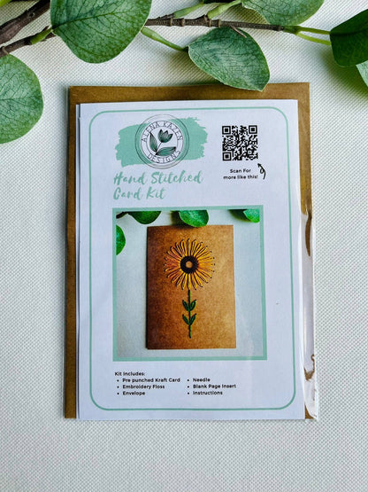 Sunflower DIY Embroidery Greeting Card Kit for Beg