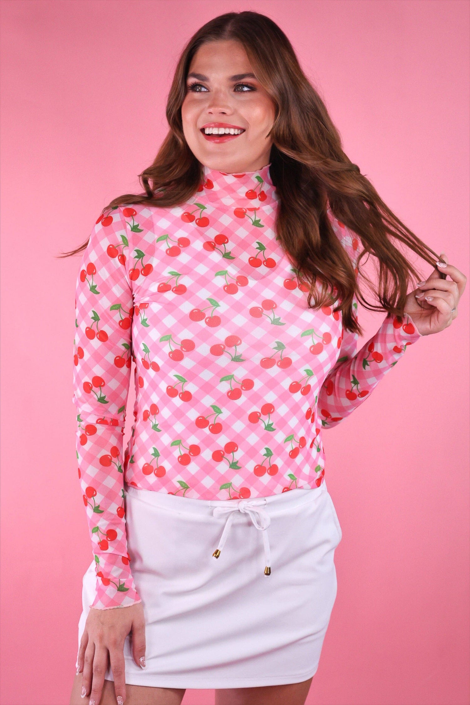 Keigan Mesh Top by Jess Lea- Cherry Picnic: Pink/Red