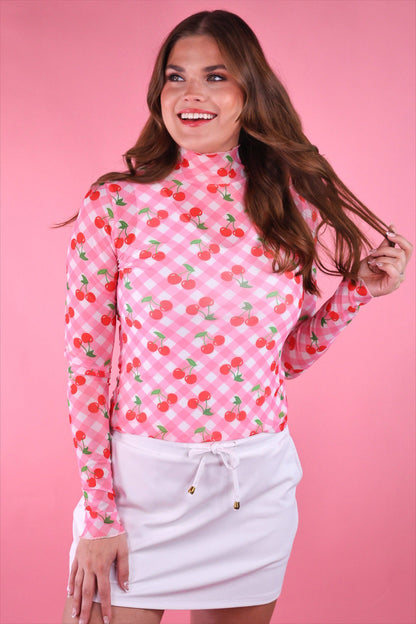 Keigan Mesh Top by Jess Lea- Cherry Picnic: Pink/Red