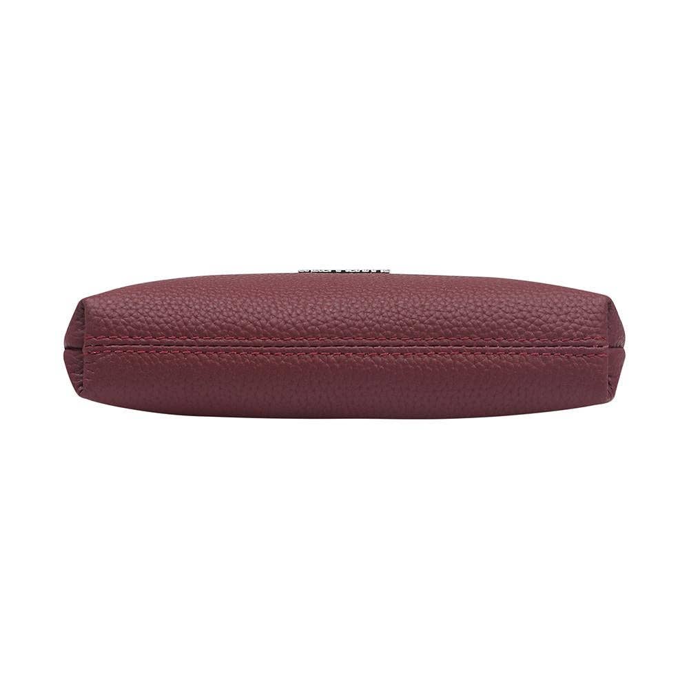 Genuine Leather RFID Crossbody Wallet: WineRed