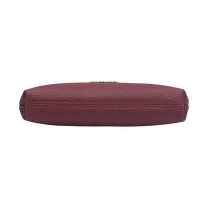 Genuine Leather RFID Crossbody Wallet: WineRed
