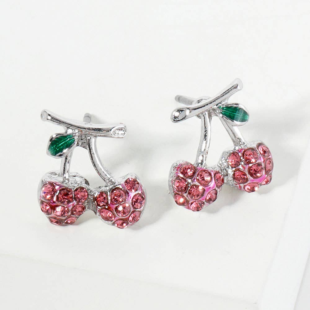 Rhinestone Pave Cherry Stud Earrings
: Fuchsia