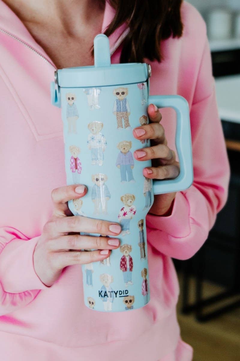 Bears Pattern Stainless Steel Tumbler: Mint