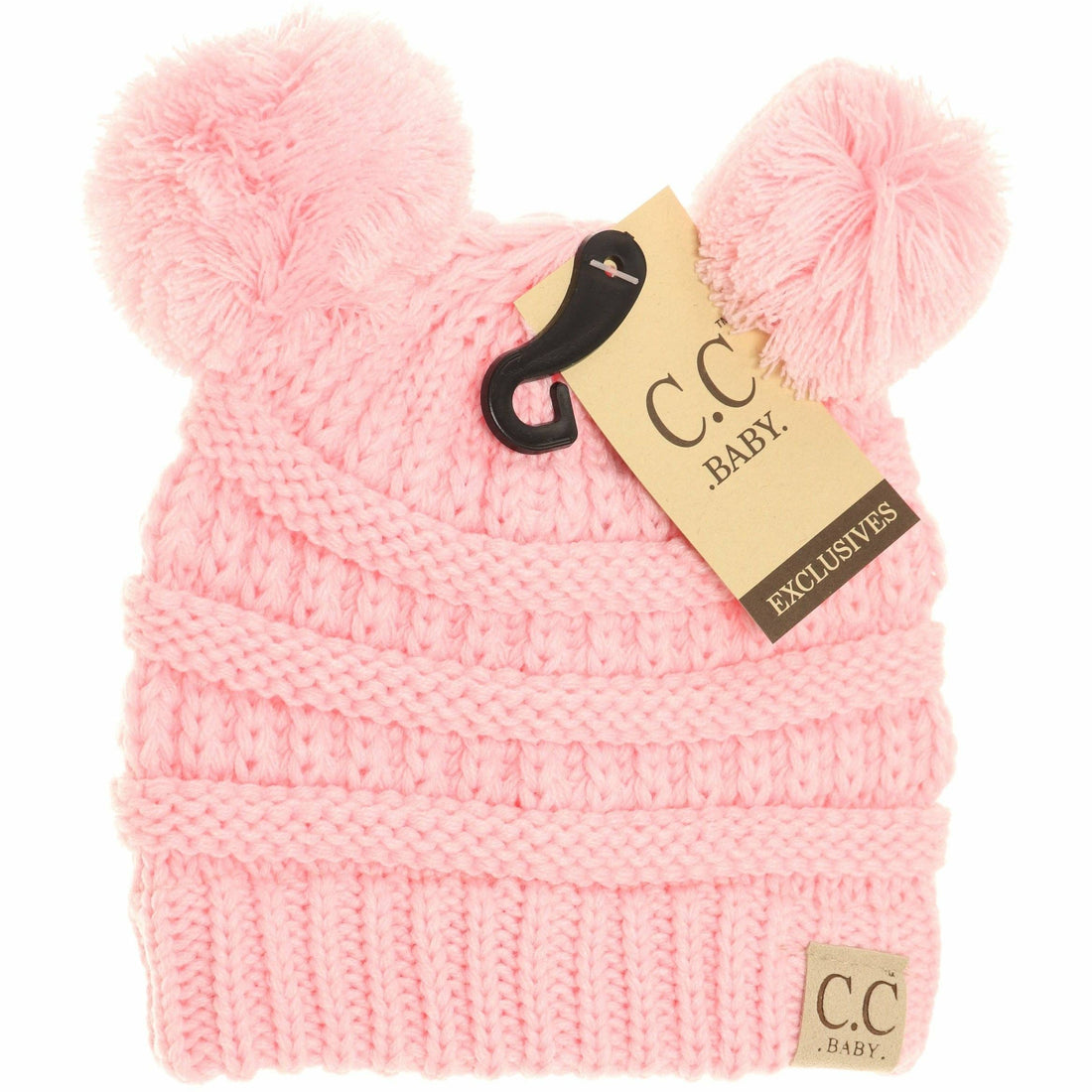 BABY Solid Double Pom CC Beanie BABY23POMPOM: Pale Pink