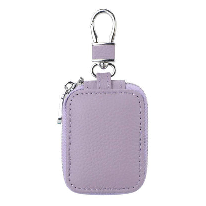 2901 Leather Earphone Pouch with Keychain: Light Grey