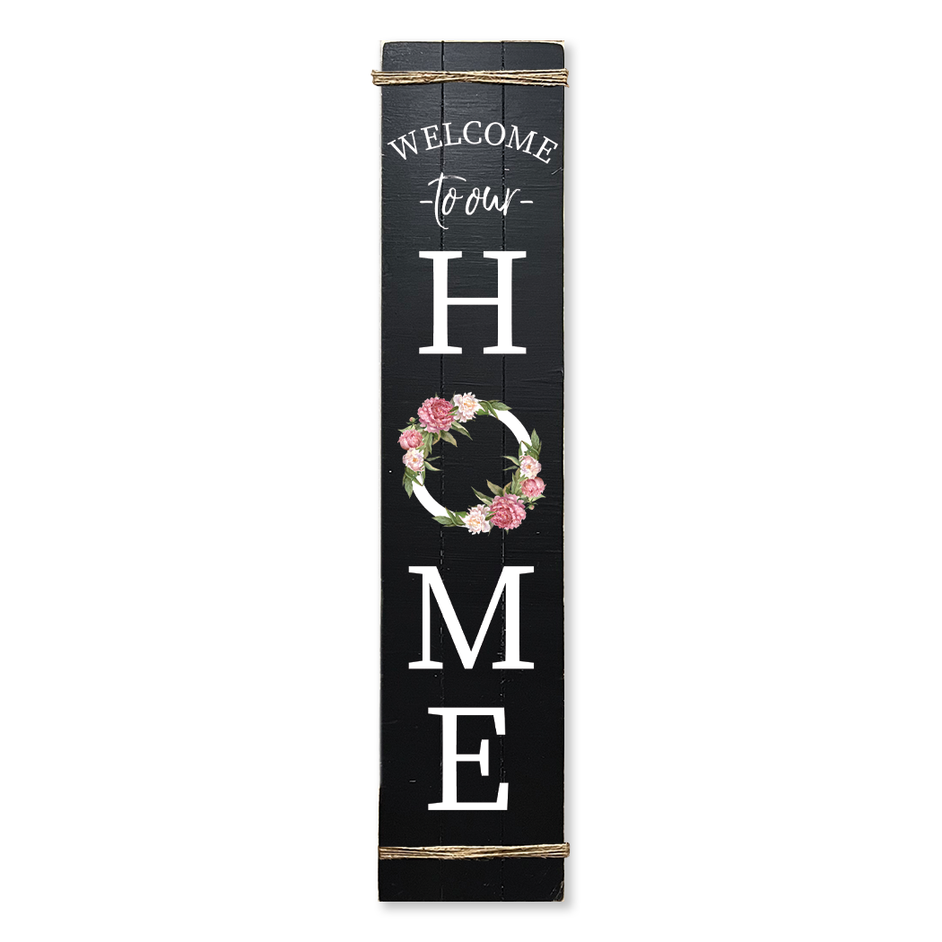 PORCH LEANER WELCOME HOME FLOWERS: Black