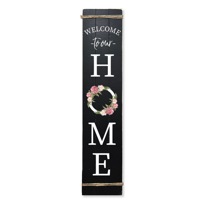 PORCH LEANER WELCOME HOME FLOWERS: Black