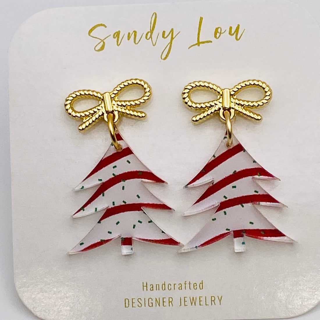 Christmas Cake Festive Acrylic Earrings: Small 1.25&quot;