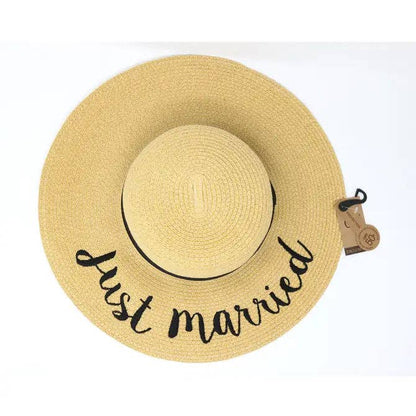 Just Married Sun Hat ST2017: Natural/White Lettering