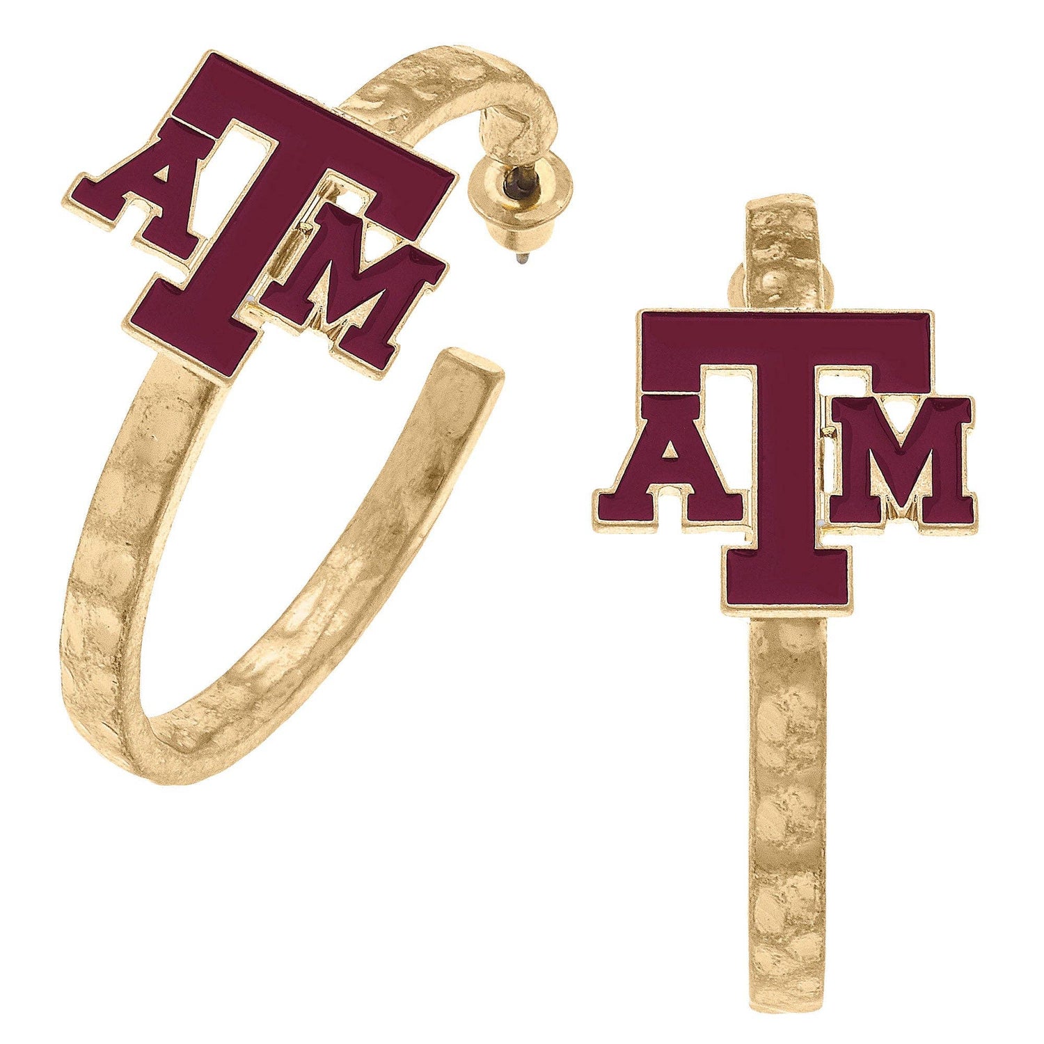 Texas A&amp;M Aggies Enamel Logo Hoop Earrings in Maroon