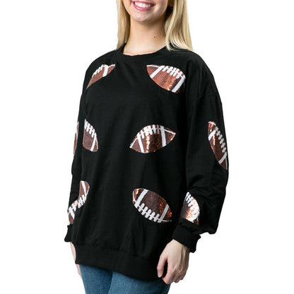 Football Pullover w Sequins -Red with Football / SM