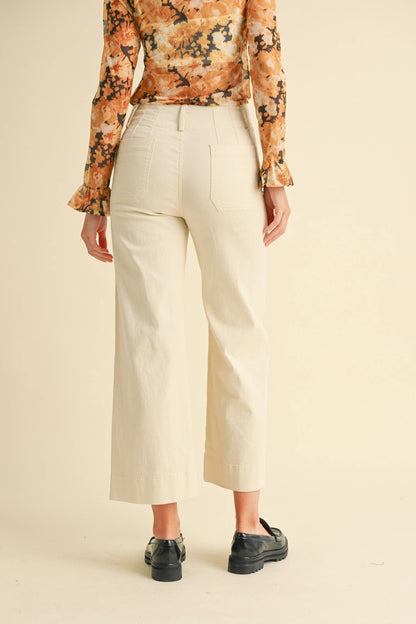 HIGH WAIST CROPPED WIDE LEG PANTS MP3303: Berry Pink / M