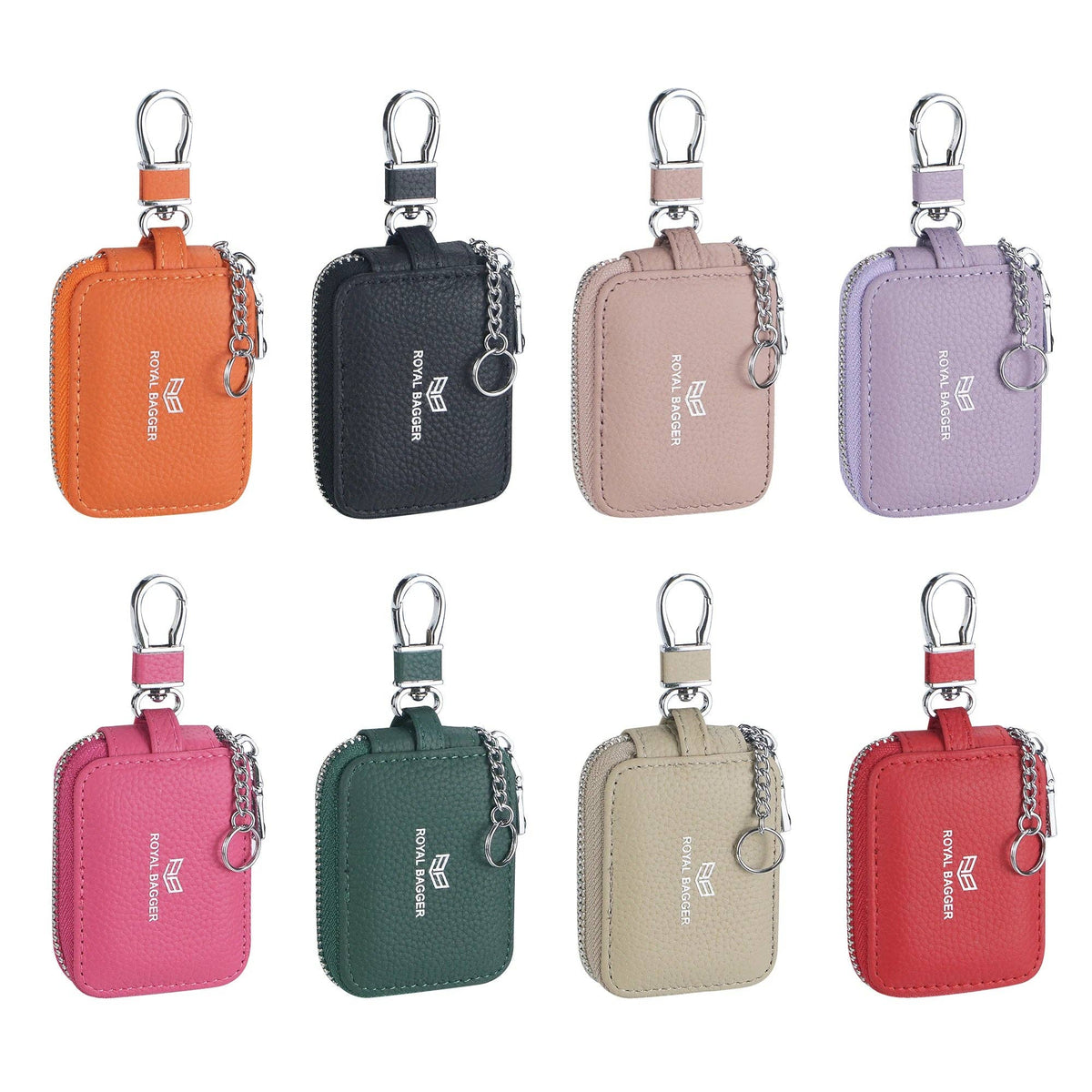 3901 Leather Earphone Pouch with Keychain: Orange